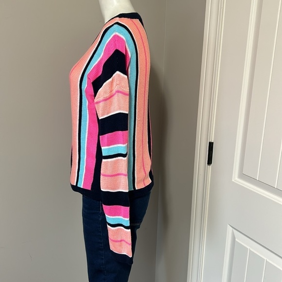 Lilly Pulitzer Daryn Sweater True Navy Island Jungle Multi Stripe Jumper Sz M - Picture 7 of 16